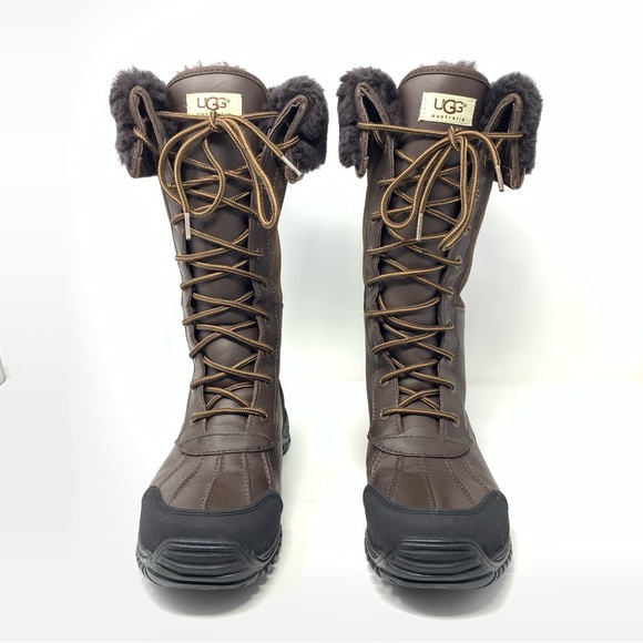 UGG Adirondack Vibram Tall Snow Boot Brown Leather Waterproof eVent Size 9 - Picture 4 of 13